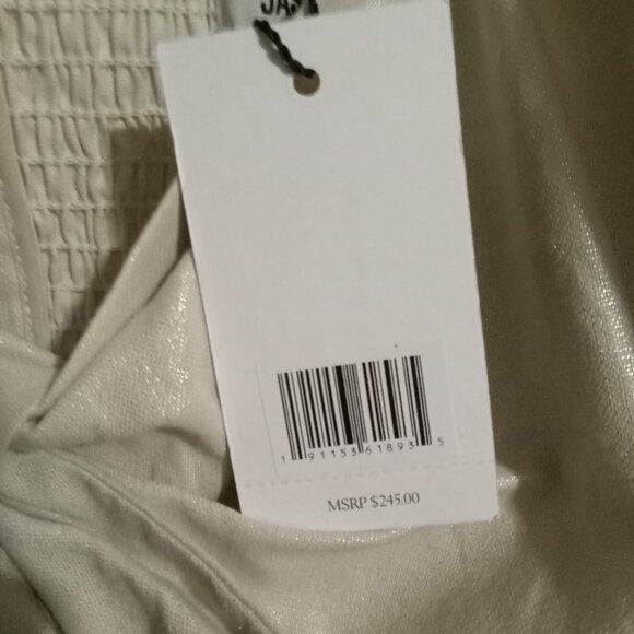 Jason Wu 2-PC Crop Top PantSuit (L) TAN w/gold flecks shines NWT - Picture 15 of 15